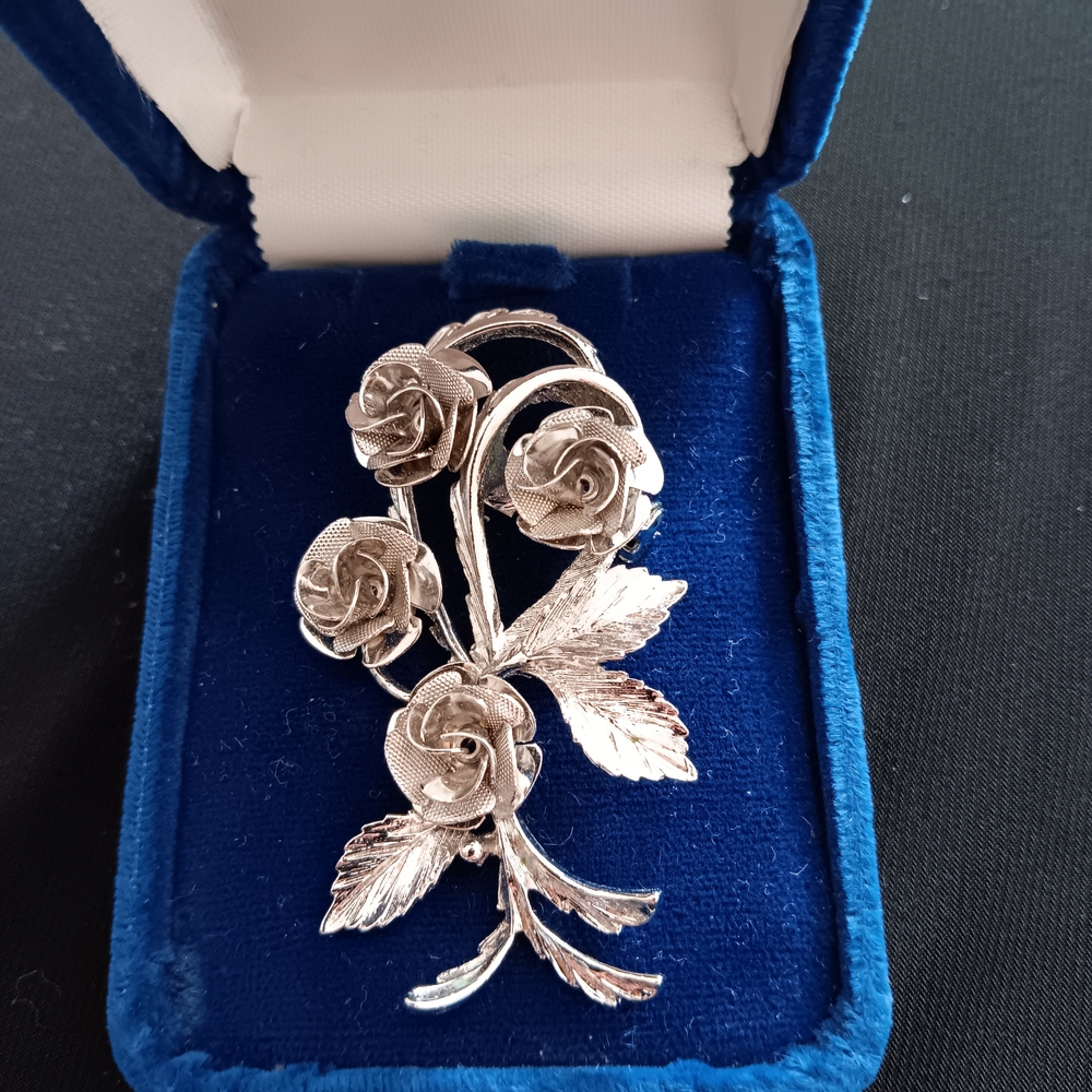 Coro Silver Rose Brooch